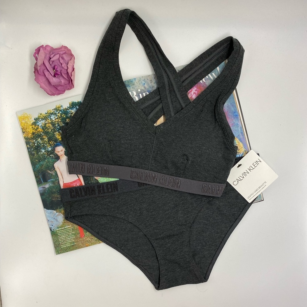 NEW Calvin Klein Lightly lines monochrome Bralette Bikini Set